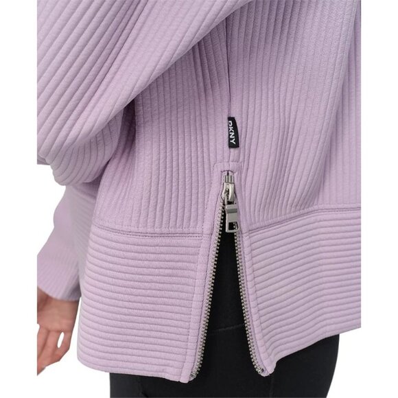 DKNY Sport Lilac Ribbed Long Sleeve Top With Side Zipper Details Size S - Picture 2 of 10